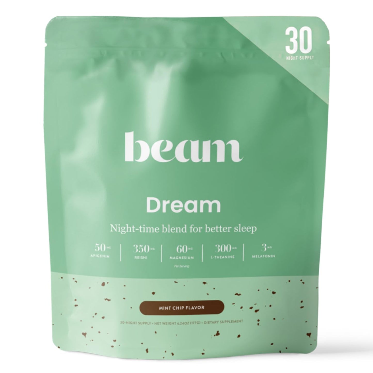 Beam Dream Sleep Powder, Natural Sleep Aid and Magnesium Hot Cocoa Drink for Adults, Calming Sleep Supplement with Apigenin, Nighttime Sleep Drink Powder, Third Party Tested Supplement, 30 Servings