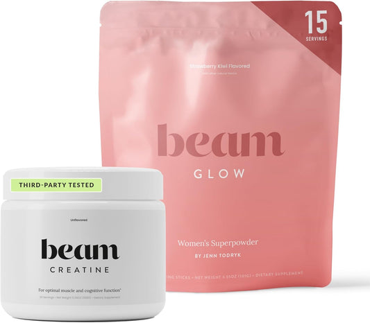 Beam Glow & Creatine Bundle, Hormone Balance, Energy & Muscle Support for Women, Hair, Skin, Nails, Hydration, Vegan, No Sugar, Third Party Tested